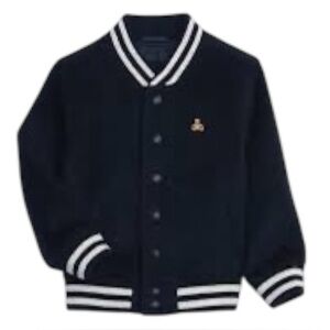 Baby Gap Wool Dark Navy Varsity Jacket 12-18 months Banded StripedCuff And Hem
